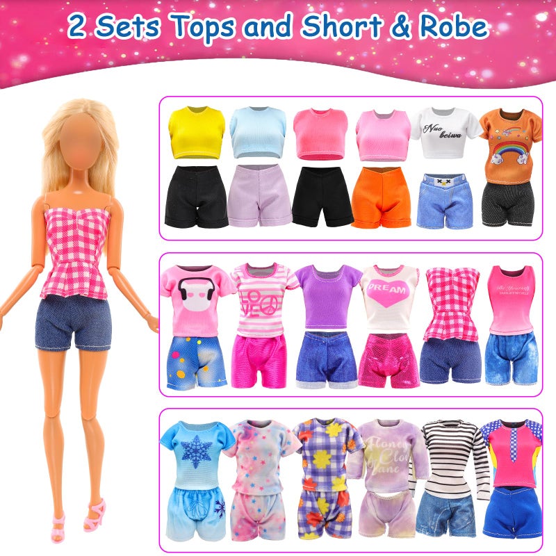 Barwa 9 Sets Doll Clothes Hooded Sports Suit Casual Outfits Tops and Pants Doll Pajamas for 11.5 inch Girls Doll - Image 5